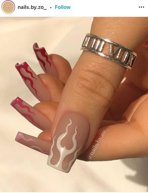 Cappucino Flame Nails