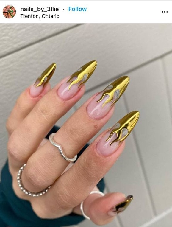 Foil Gold Flame Nails