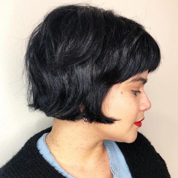 Ear-Length Raven Black French Bob