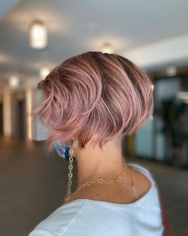 Pink Layered French Bob