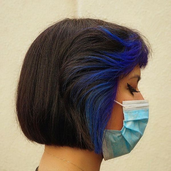 French Bob with Blue Highlights