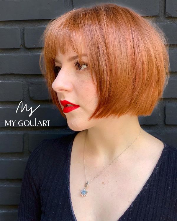 Bright Red French Bob