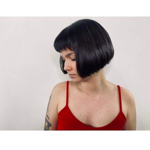 Blue Black French Bob Hairstyle