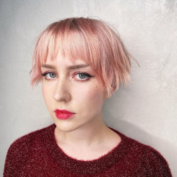 Pink Modern French Bob Haircut