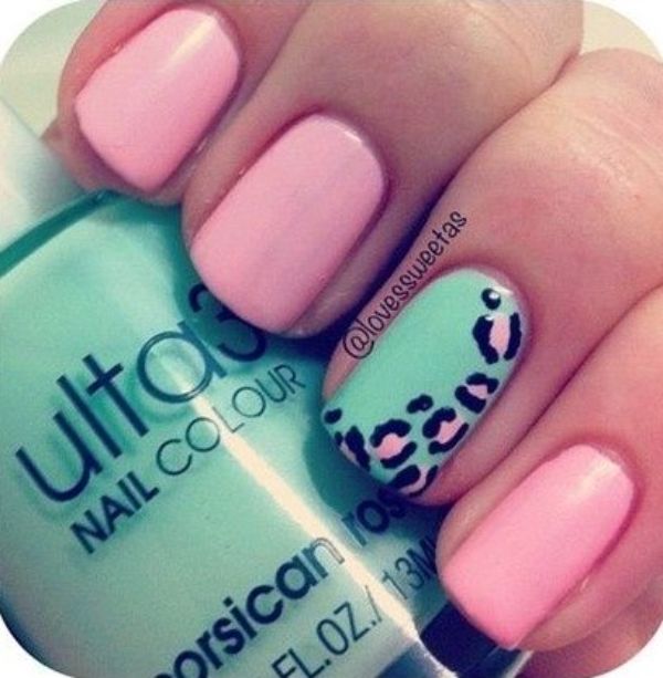 Green and Pink Nail Design Ideas