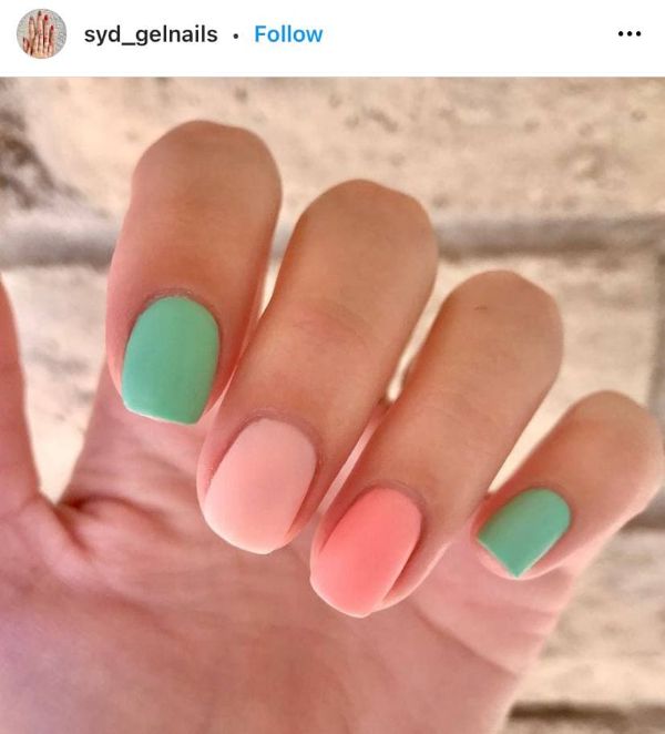 Green and Pink Nails