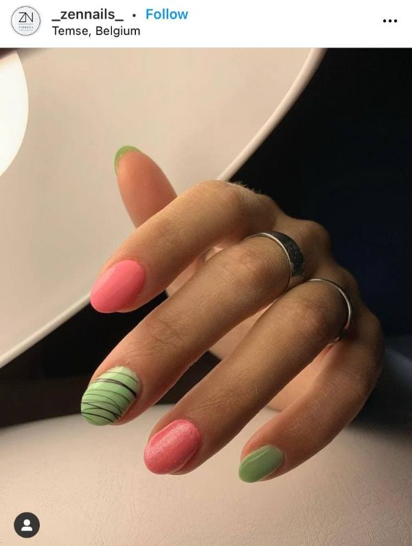 Pink and Green Nail Ideas