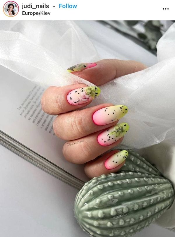 Green and Pink Nails
