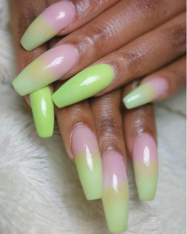 Pink and Green Nails