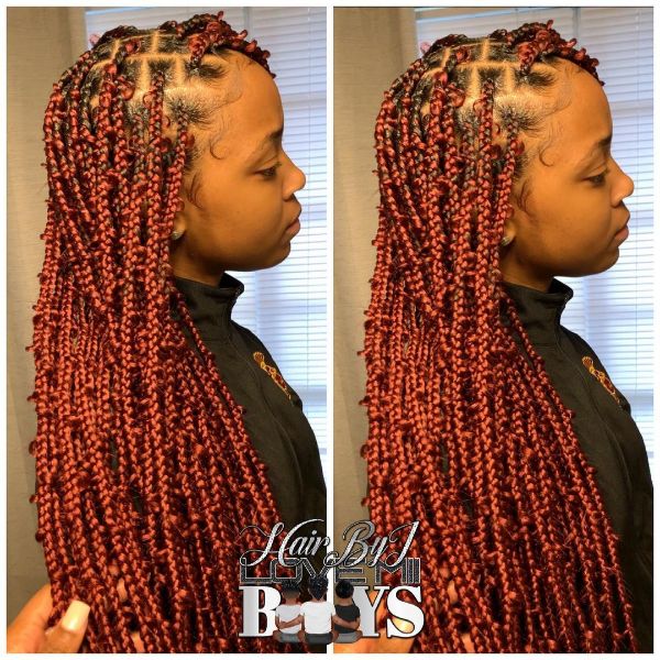 Long Dark Red Jungle Braids