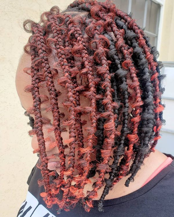 Black and Red Bob Jungle Braids Knotless