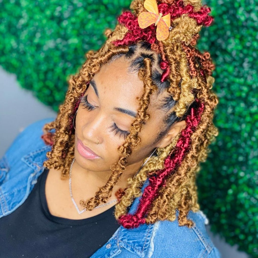 Auburn and Burgundy Butterfly Braids