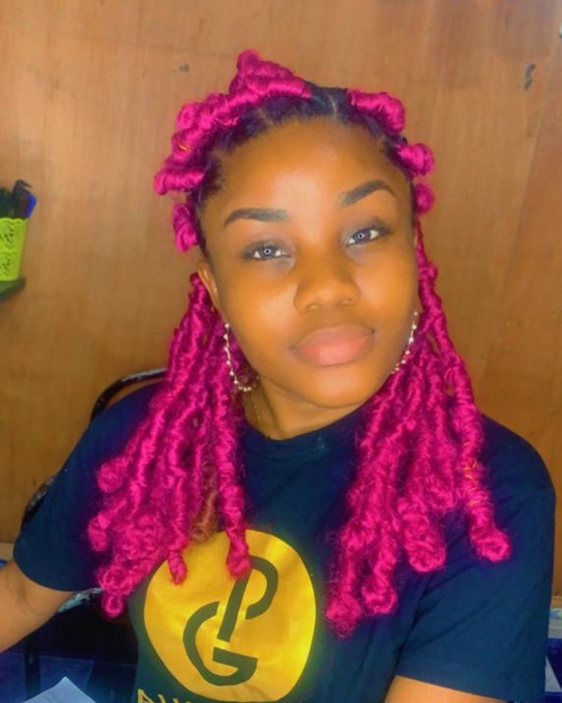 Bright pink Butterfly Locs