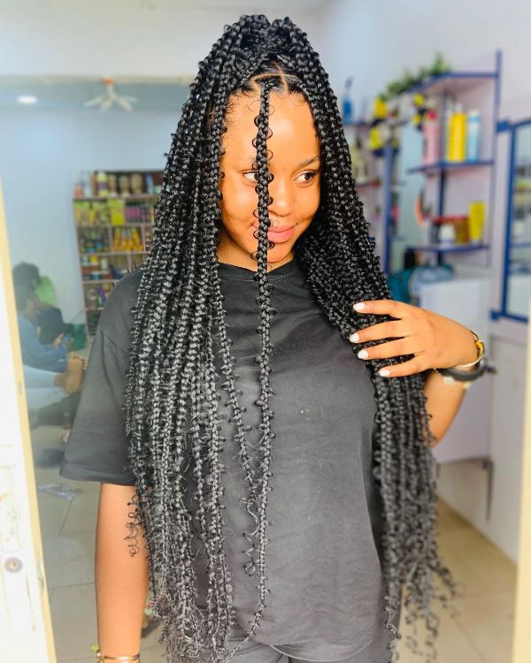 Extra Long Jungle Braids with Natural Hair