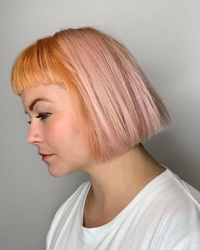 Rose Gold and Pink Colored Fringe Bangs