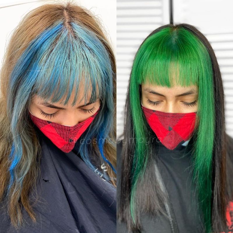 60 Ideas Of Dyed Bangs And Colored Fringe Hairstyles For 2021 2022 Nailspiration