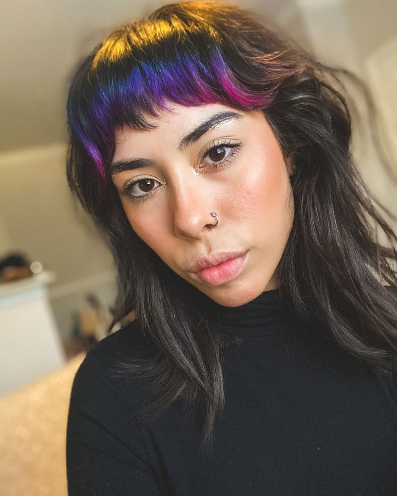 Purple Colored Bangs