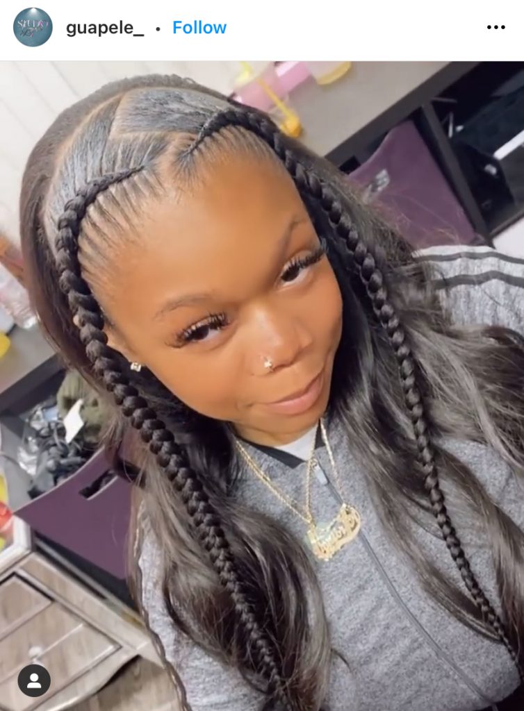 Two Stitch Braids in the Front Near the Face