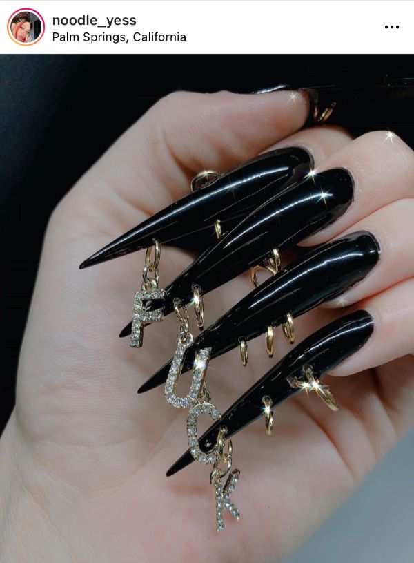 Black Pierced Nails