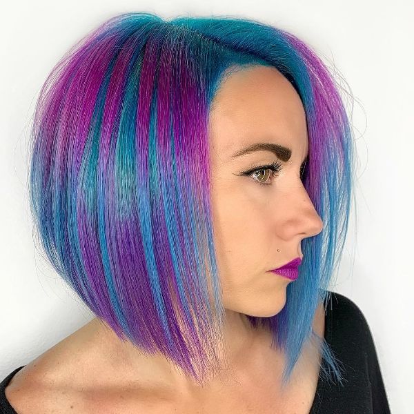 Pink and Blue Bob Haircut 