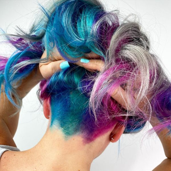 Pink and Blue Hair Undercut for Women