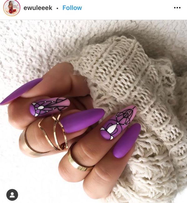 Boho Purple Nail Design