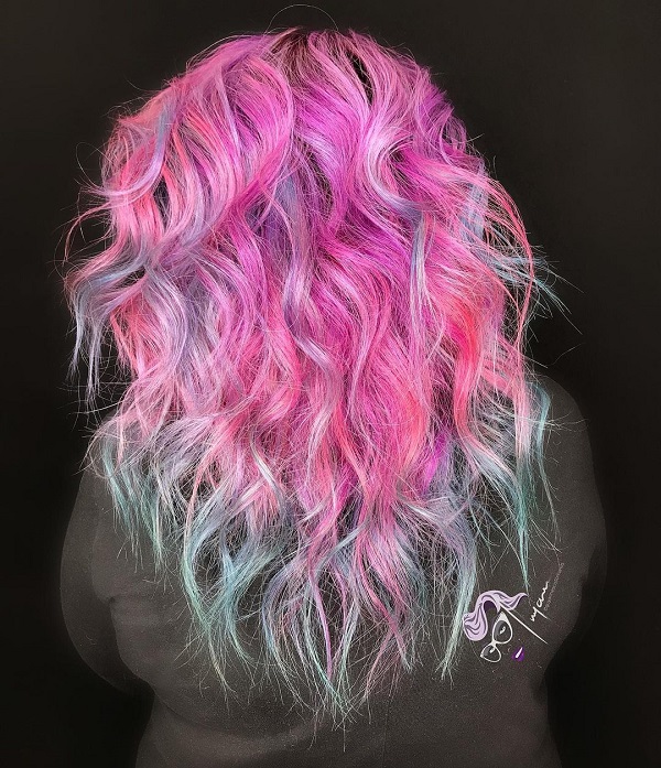 Pink and Blue Messy Shaggy Hair