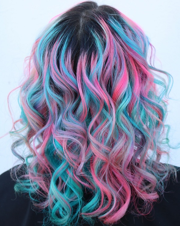 Pink and Blue Curly Hair