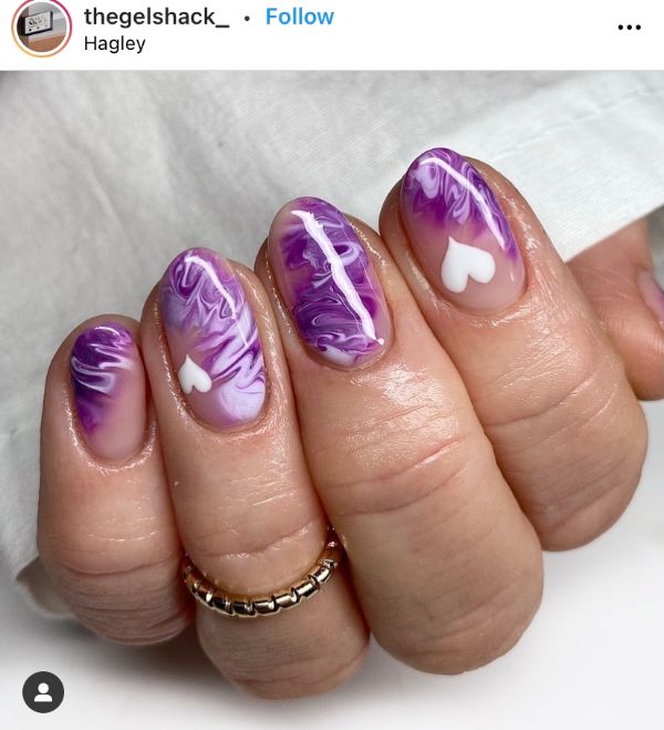 Purple Nail Marble Art