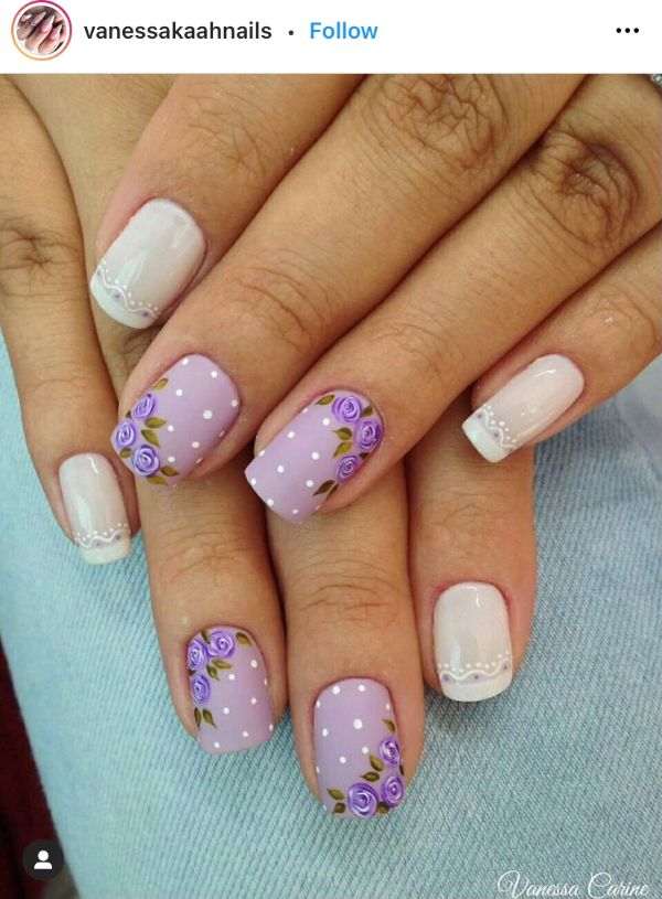 White and Purple Nails