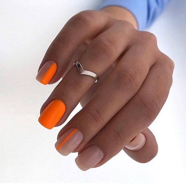 Neon Orange Summer Nail Design Idea