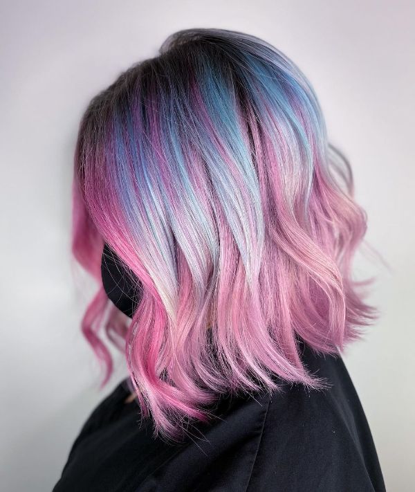 light blue and pink hair