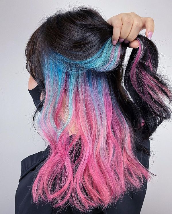 Pink and Blue Hair Underneath