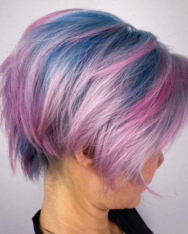 Pink and Blue Hair Older Women