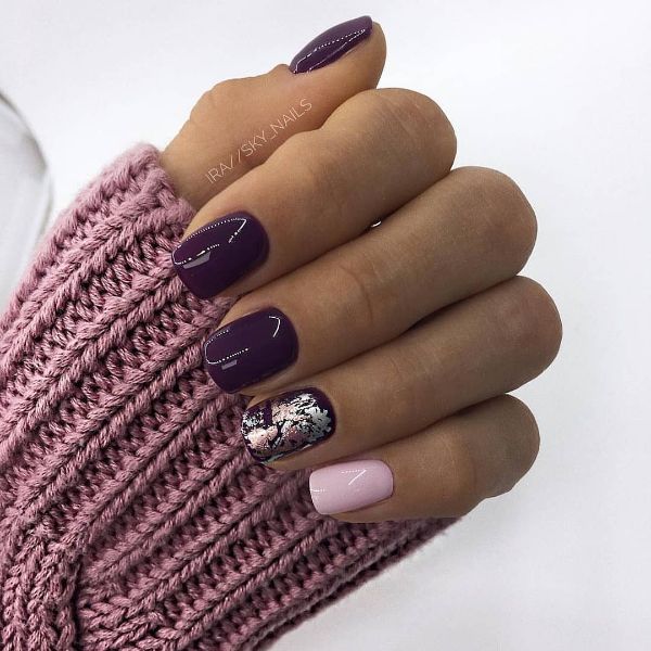 Short Dark Purple Nails