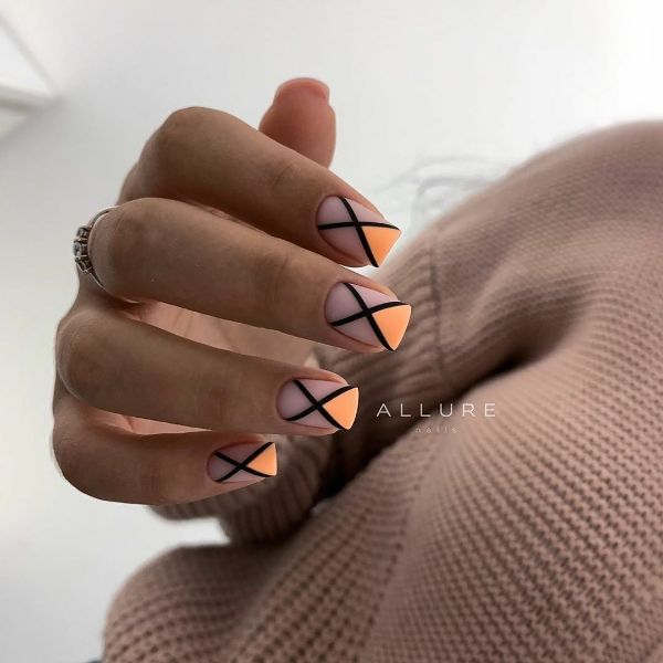 Black and Orange Nail Design Idea