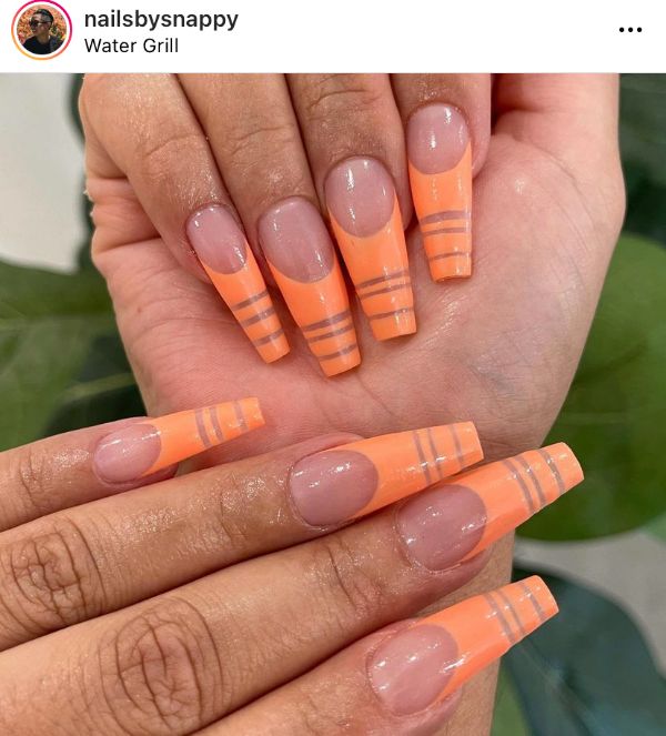 Orange French nail design