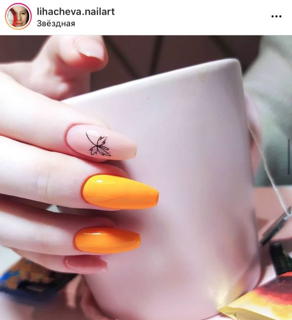 Simple Orange Nail Design