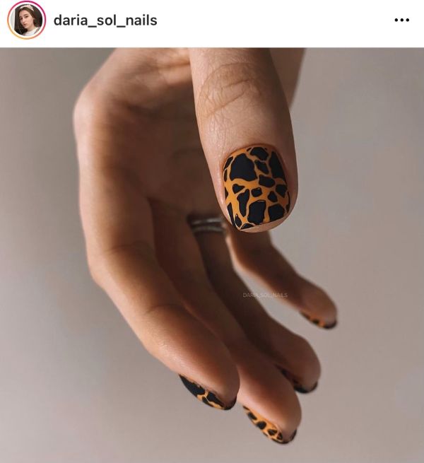 Sandstone Orange Nails with Leopard