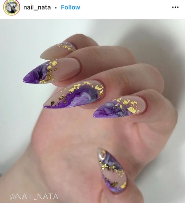 Purple Acrylic Stiletto Nail Design