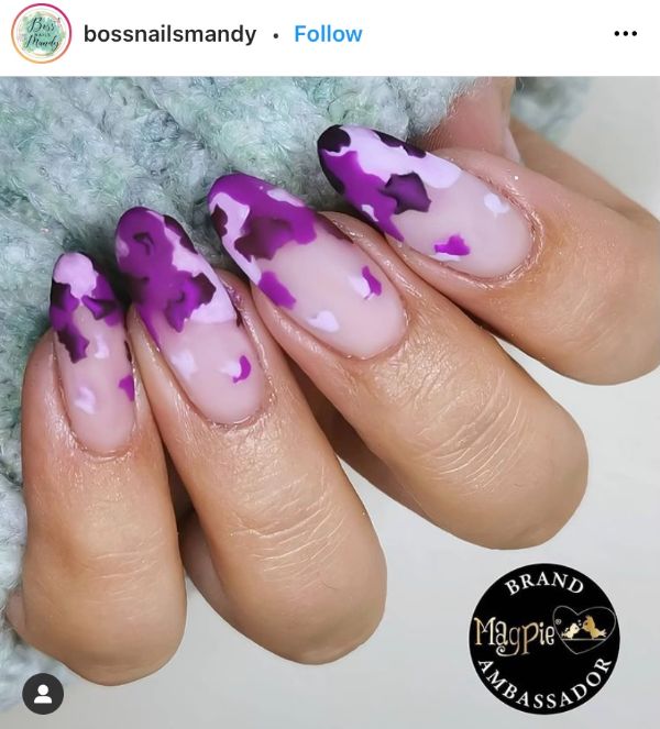 Purple Nails with Beiage Color