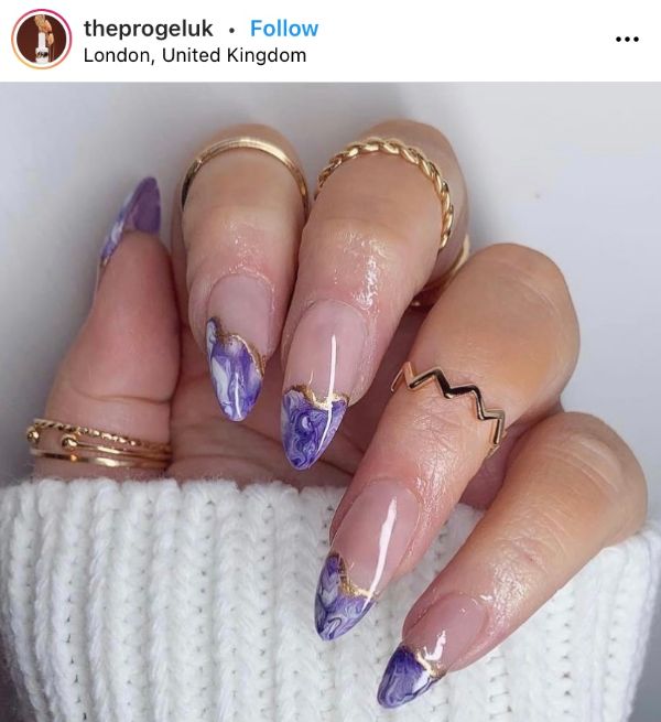 Purple Nail Designs with Gold
