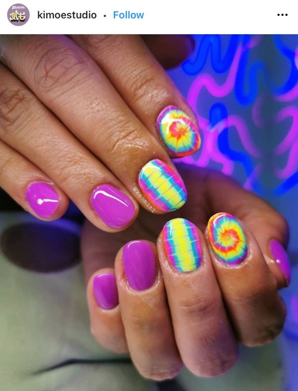 Tie-Dye Purple Nail Design