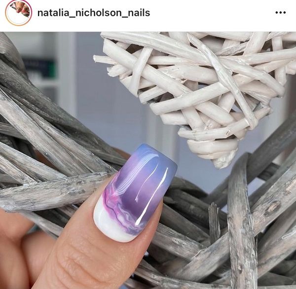 White and Purple Nail Design