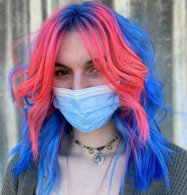 Blue and Pink Hair with Money Pieces