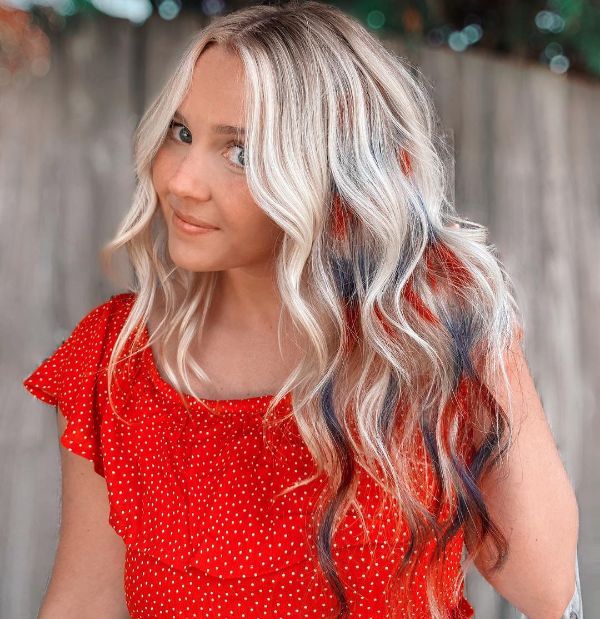 4th of July Hairstyle with Patriotic Colored Highlights