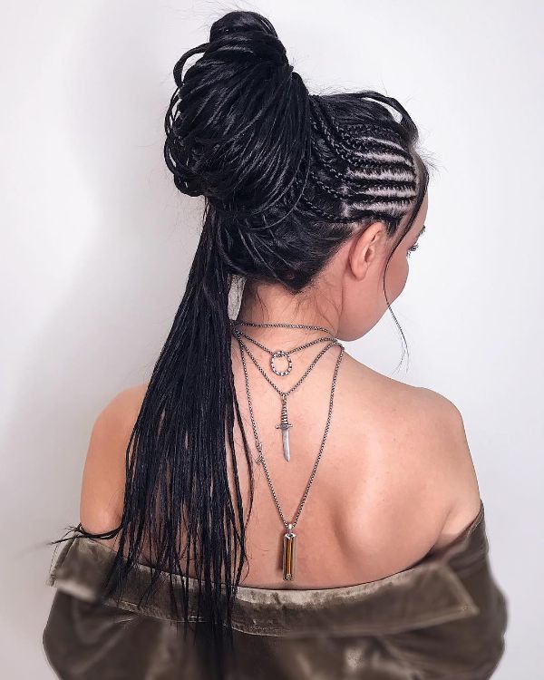 Black Eco Dreads in a Bun