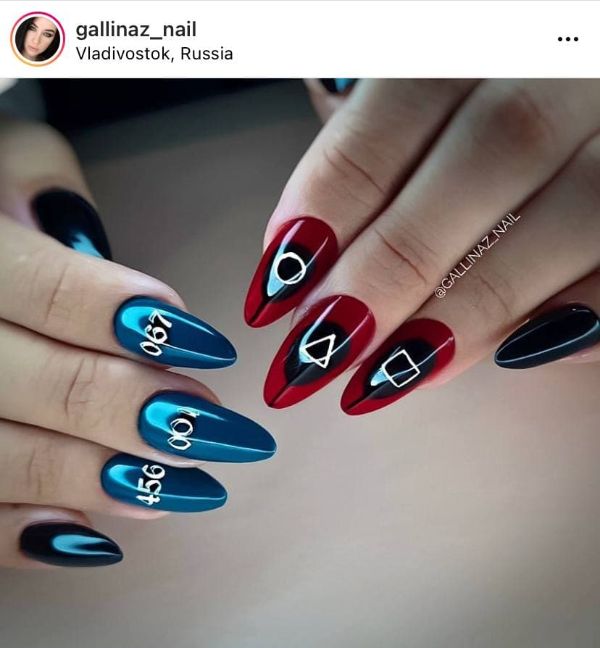 oval squid game nails