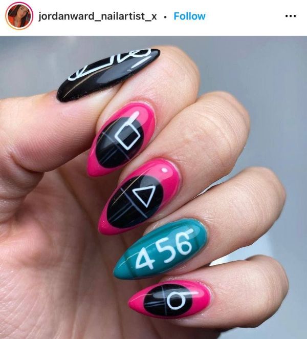 squid game nails with numbers