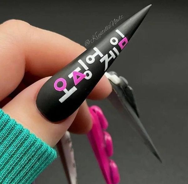 very long stiletto squid game nails